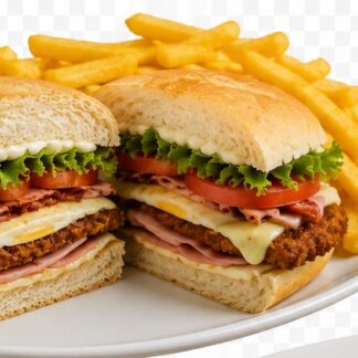 Milanesa en 2 panes completa con fritas