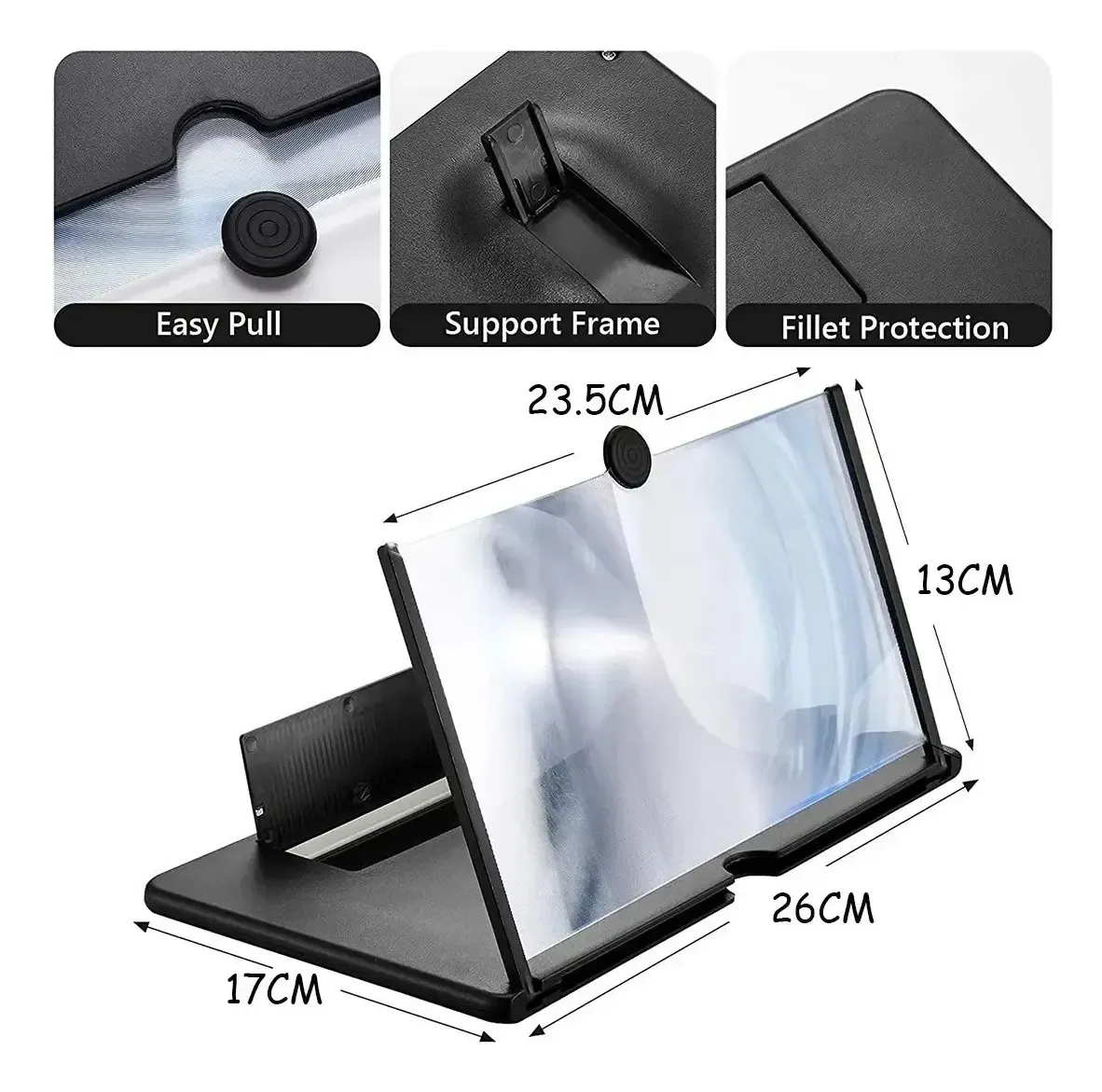 Focus Pro Pantalla Amplificadora 3D Carolinas Home Soporte Celular Plegable 9″ - Imagen 3