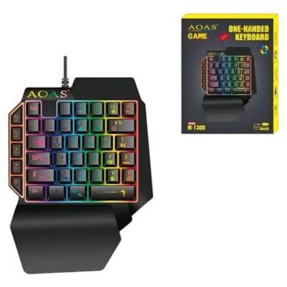 Teclado gamer de una mano AOAS M-1300 con retroiluminación RGB.