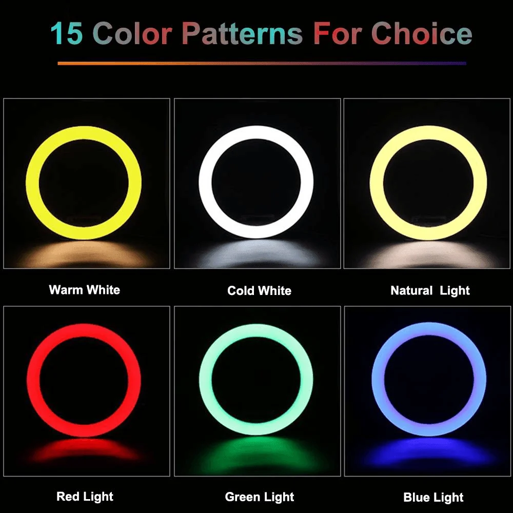 MJ-26 RGB LED Soft Ring Light With Stand-Selfie Light - Imagen 6