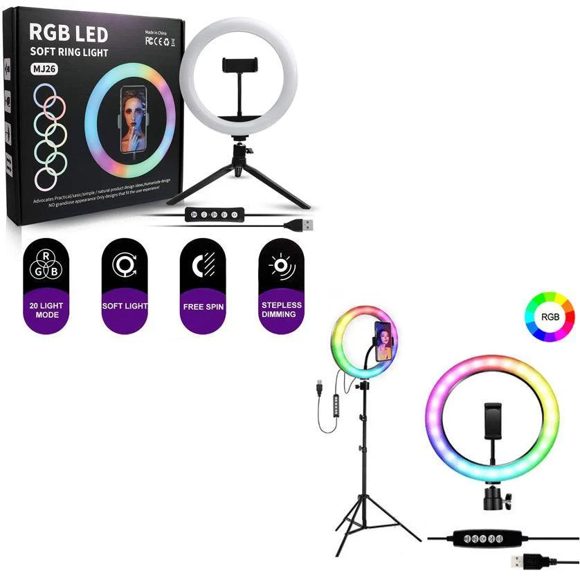 MJ-26 RGB LED Soft Ring Light With Stand-Selfie Light - Imagen 2