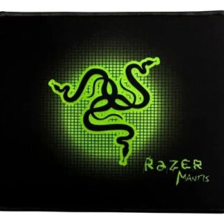Alfombrilla de ratón para videojuegos Razer Mantis Speed de color negro con el logotipo de la serpiente verde y texto distintivo.